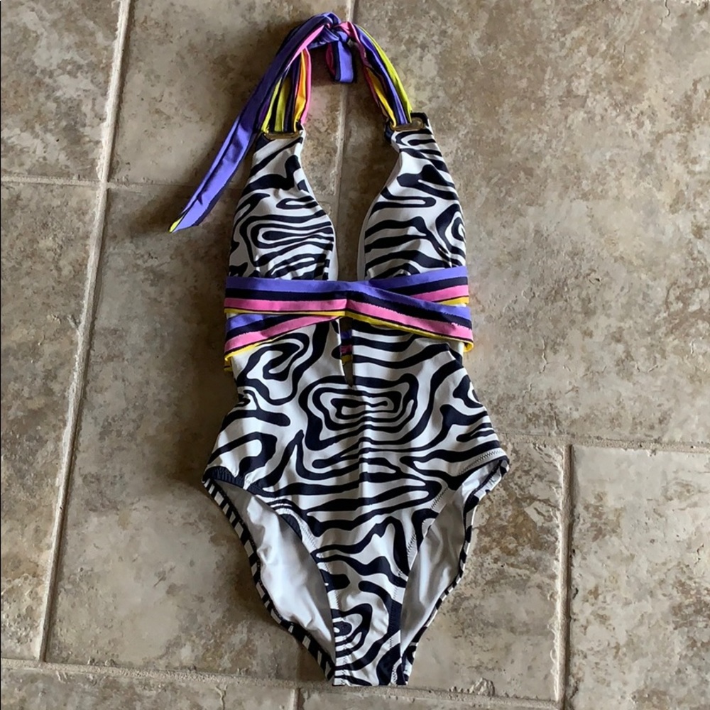 NWT Trina Turk Zebra One Piece Swimsuit SMALL